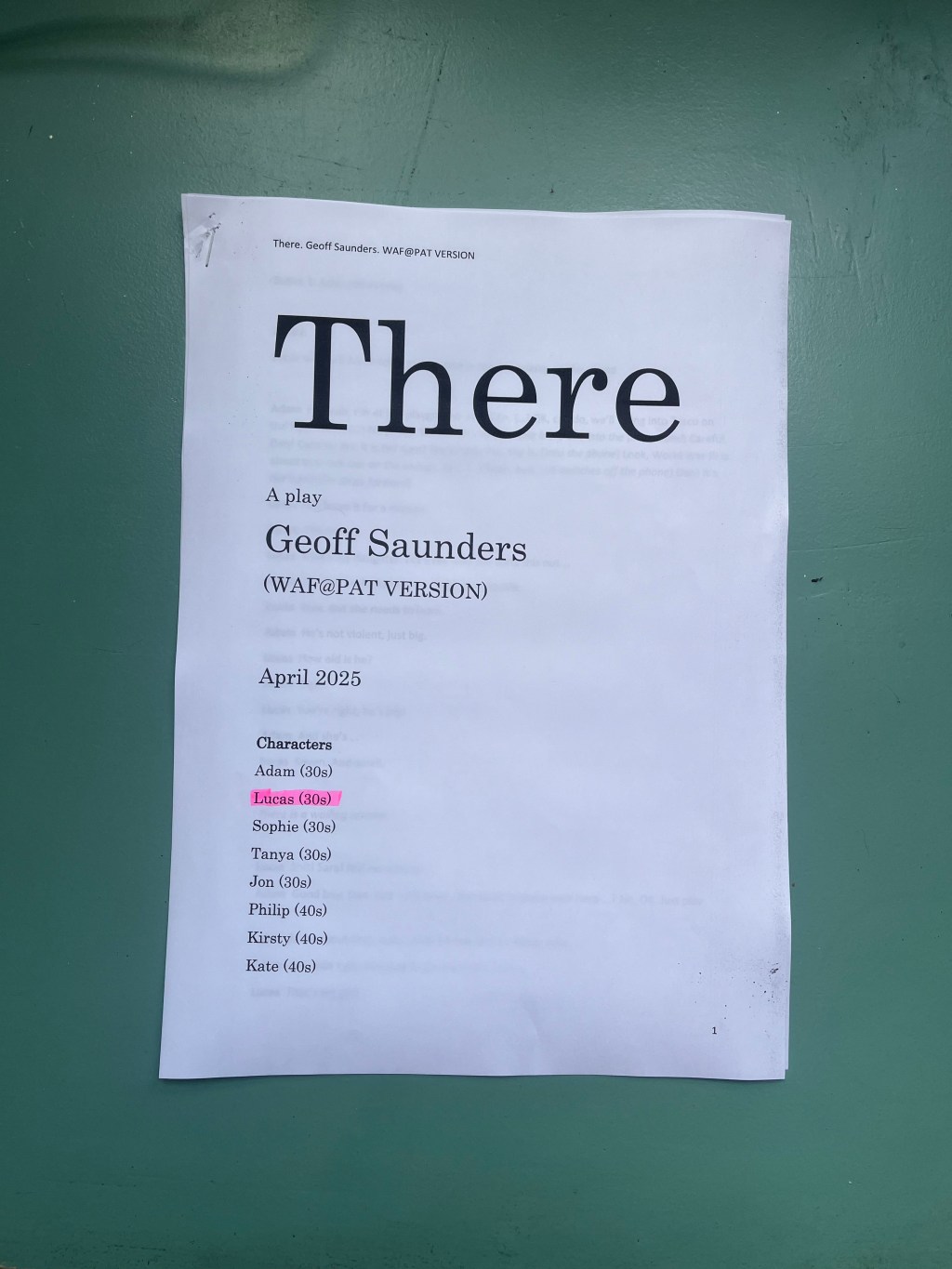 A Return to My First Love: I’m Playing Lucas in Geoff Saunders’ THERE
